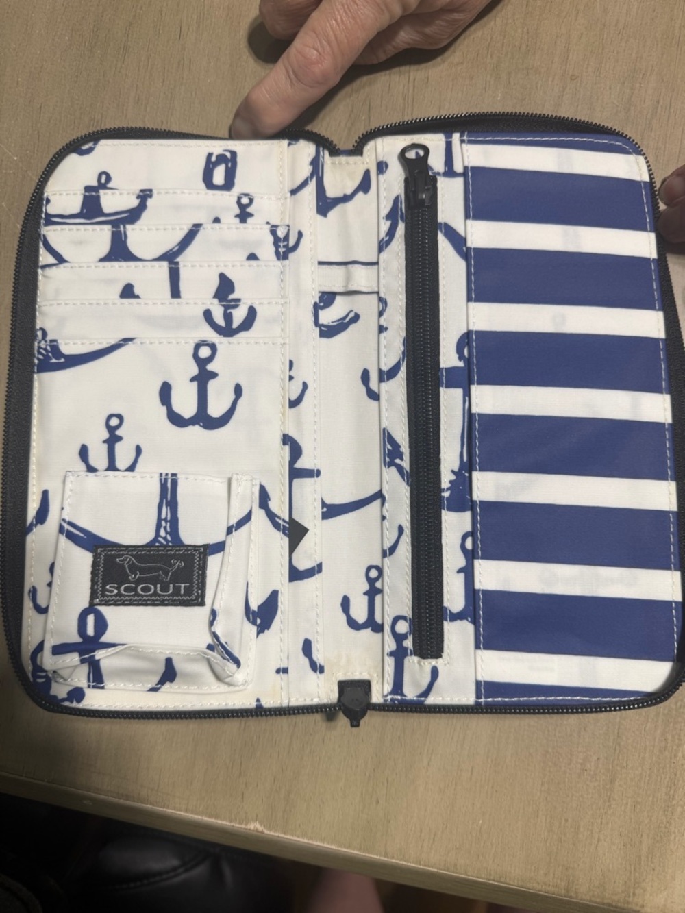 Scout Blue & White Striped Zip Pouch